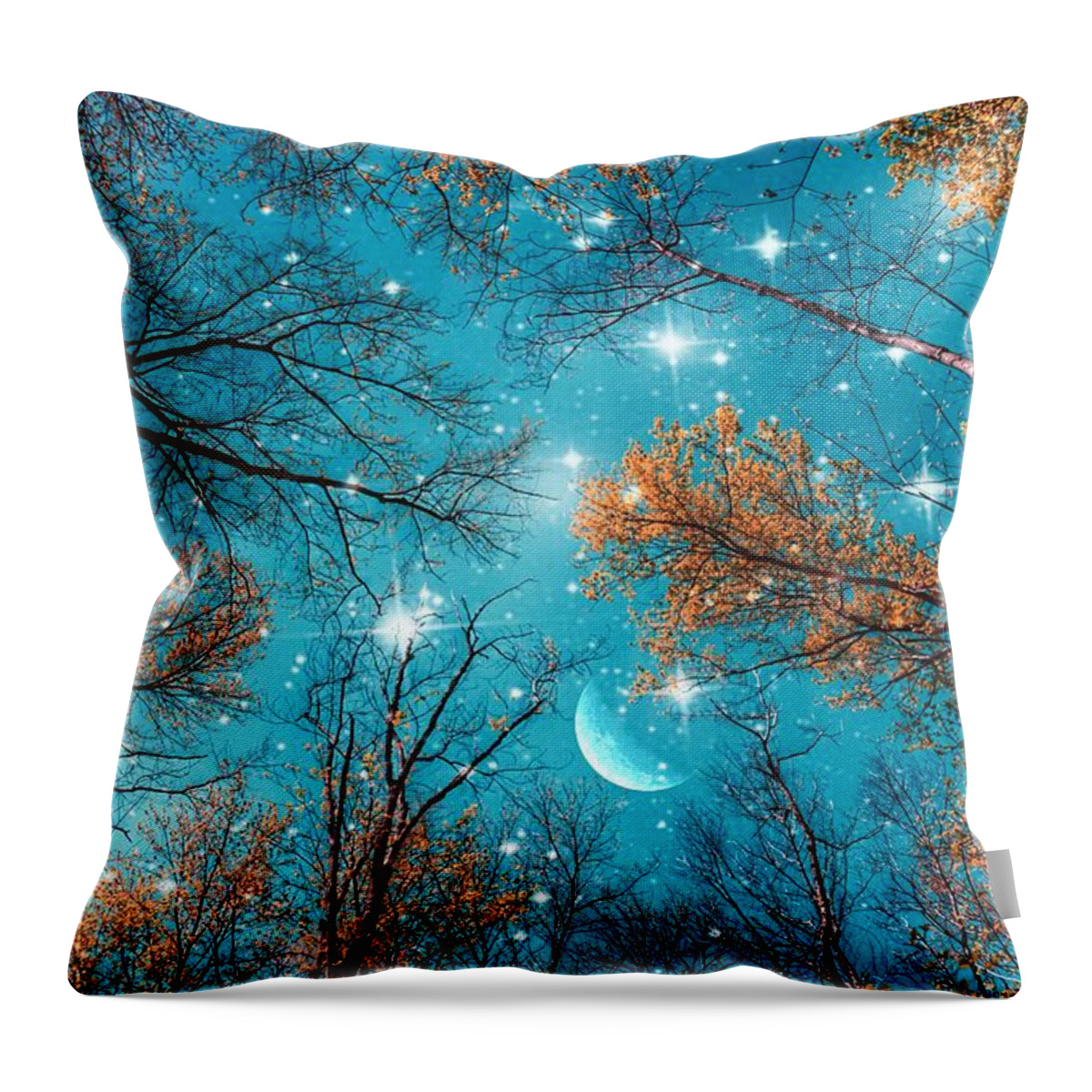 Starry Sky In The Woods Throw Pillow featuring the photograph Starry Sky in the Woods by Marianna Mills