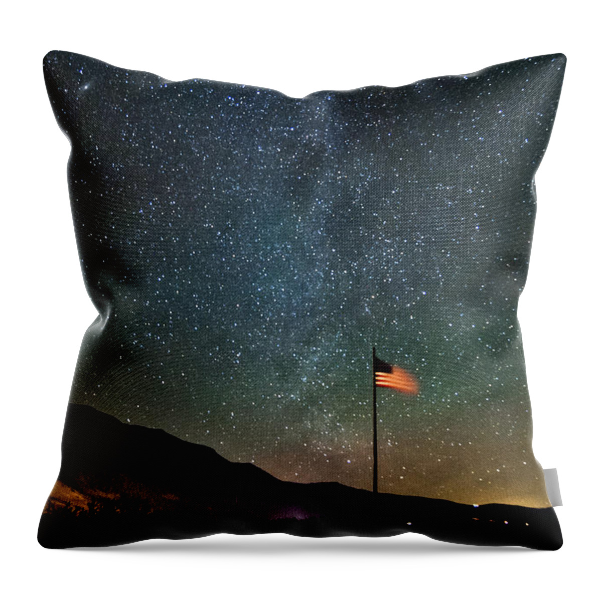 Night Throw Pillow featuring the photograph Stars and Stripes by Cat Connor