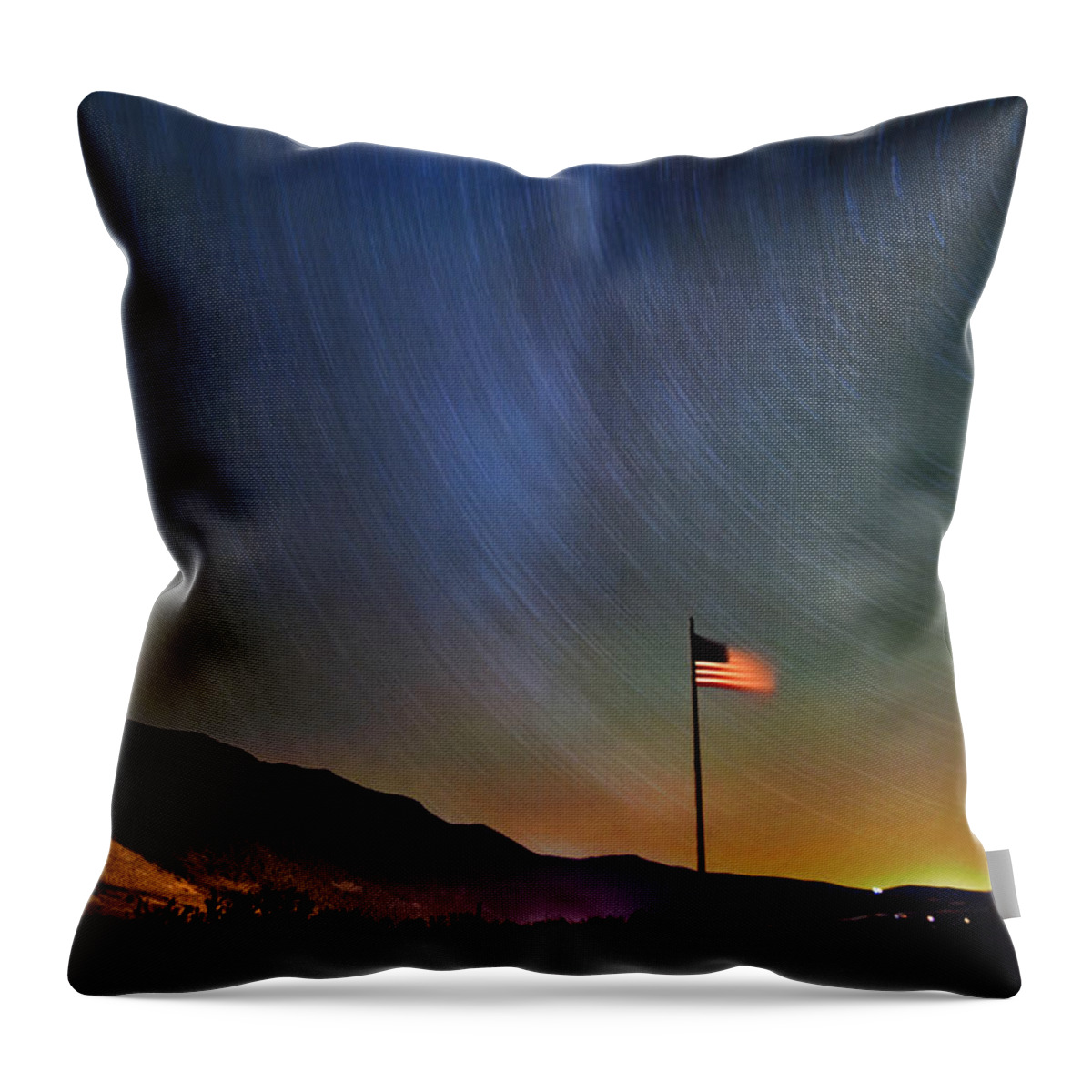 Night Throw Pillow featuring the photograph Stars and Stripes II by Cat Connor