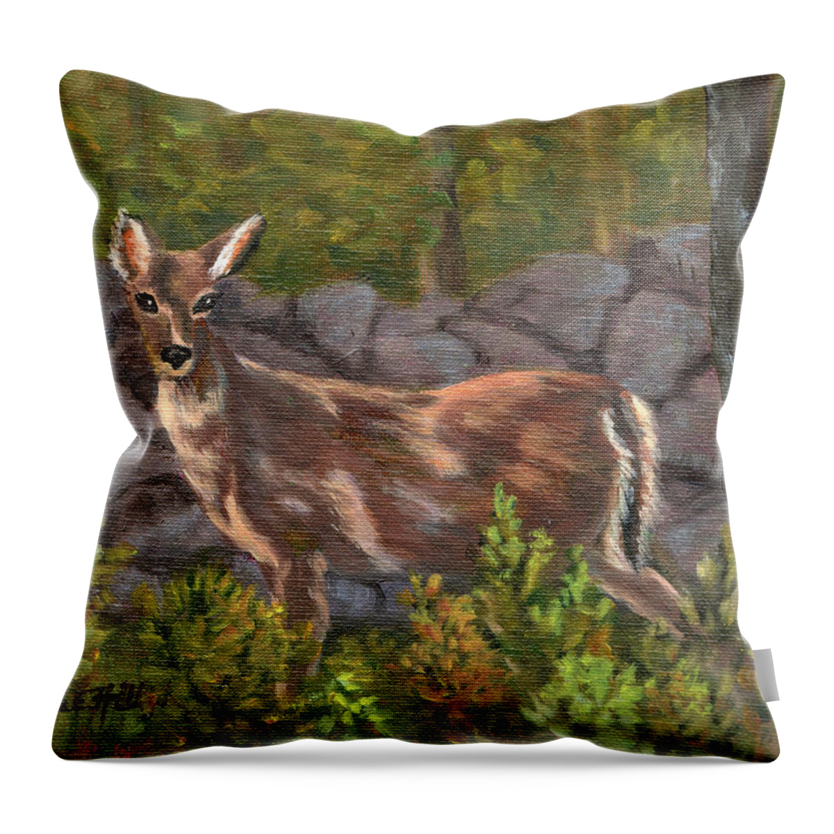 Deer Throw Pillow featuring the painting Stately Doe by Sharon E Allen