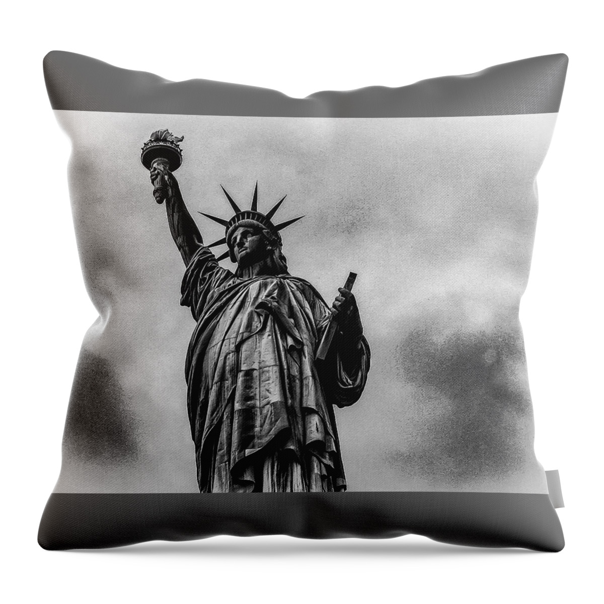 Ellis Island Throw Pillow featuring the photograph Statue of Liberty Photograph by Louis Dallara