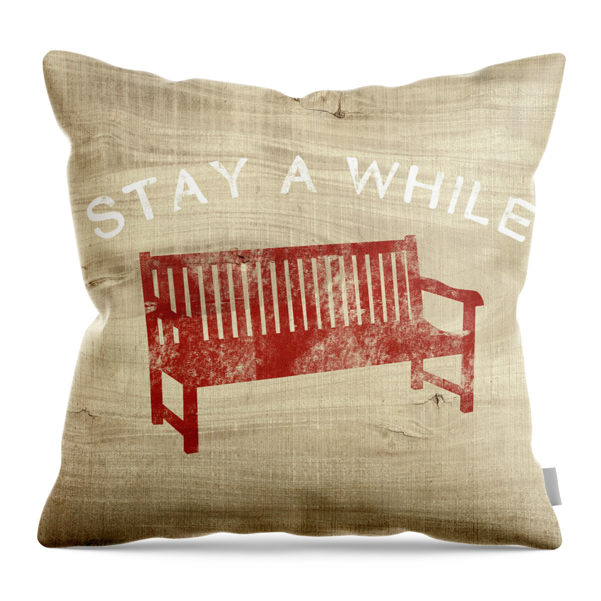 Country Throw Pillow featuring the mixed media Stay A While- Art by Linda Woods by Linda Woods