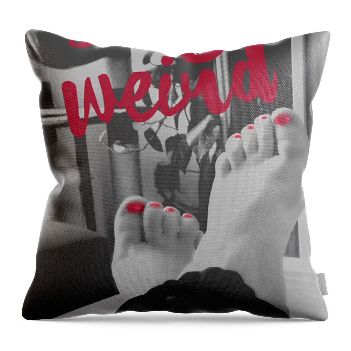 Black And White Throw Pillow featuring the photograph Stay weird with proud. by Eskemida Pictures