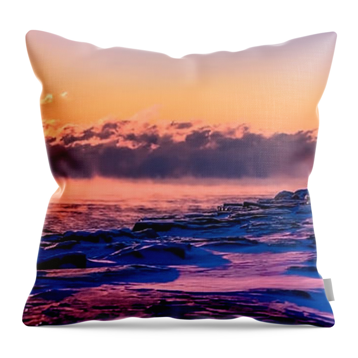 Steam Fog Throw Pillow featuring the photograph Steam Fog Two Panorama by James Meyer