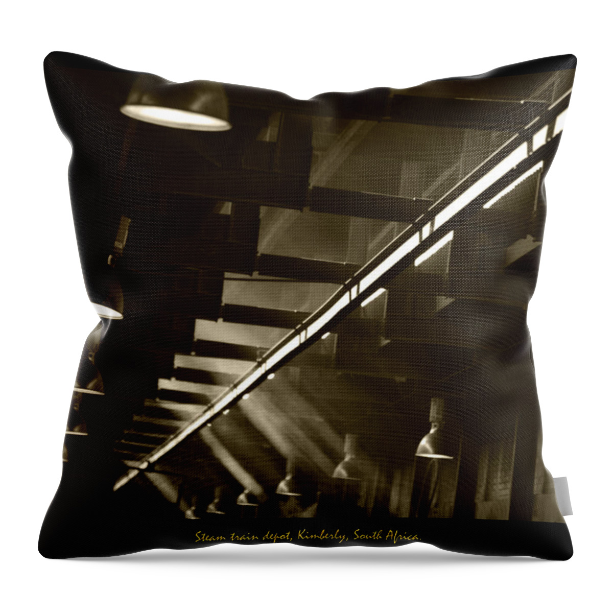 Steam Throw Pillow featuring the photograph Steam Train Shed Kimberly South Africa by Vincent Franco