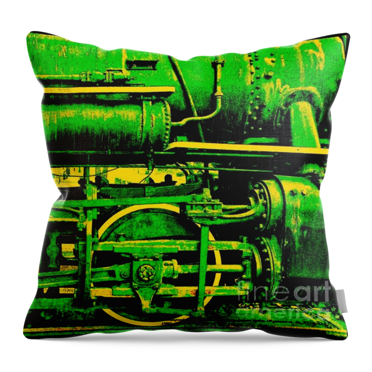Railroad Throw Pillow featuring the digital art Steampunk Iron Horse No. 3 by Peter Ogden