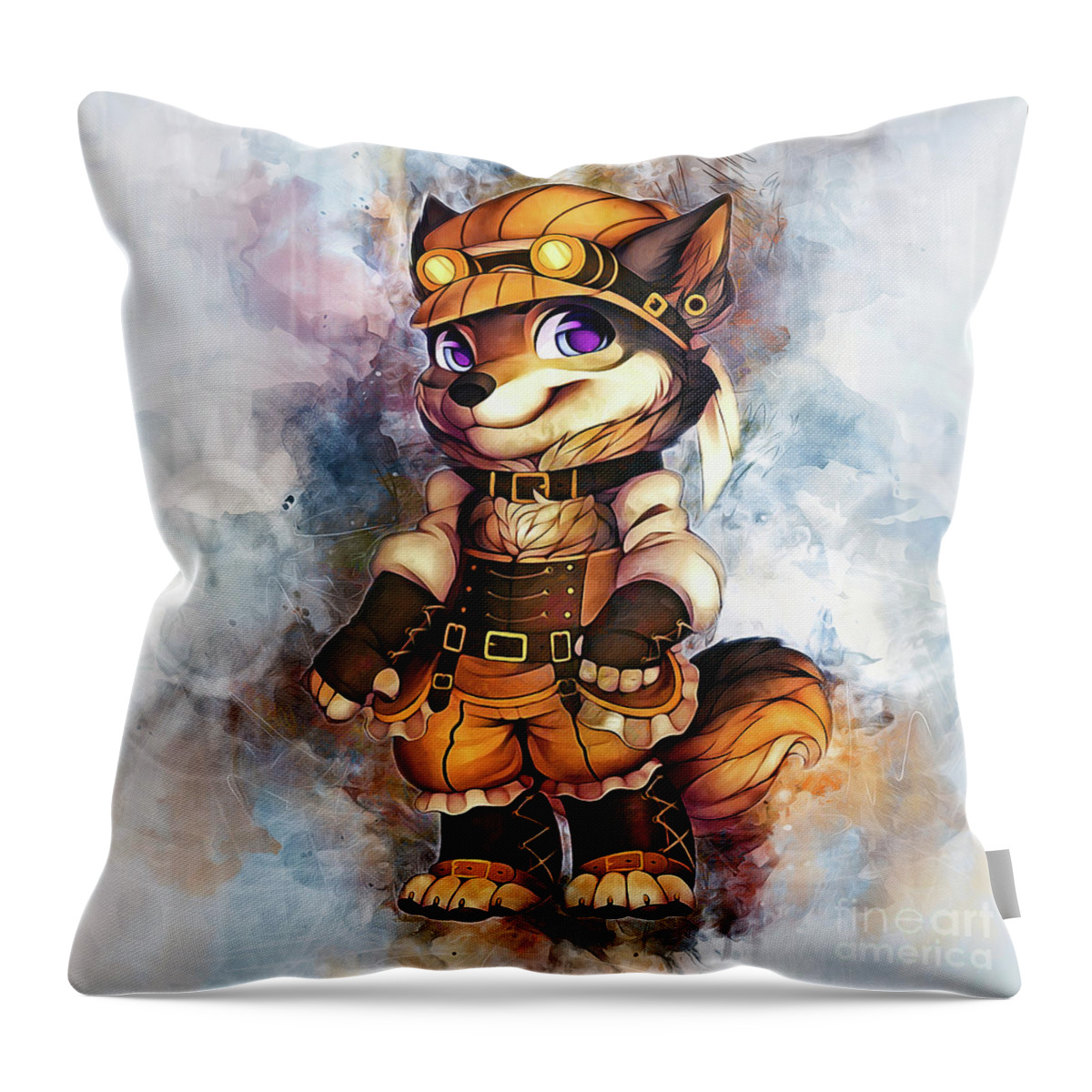 Steampunk Throw Pillow featuring the digital art Steampunk Wolf by Ian Mitchell