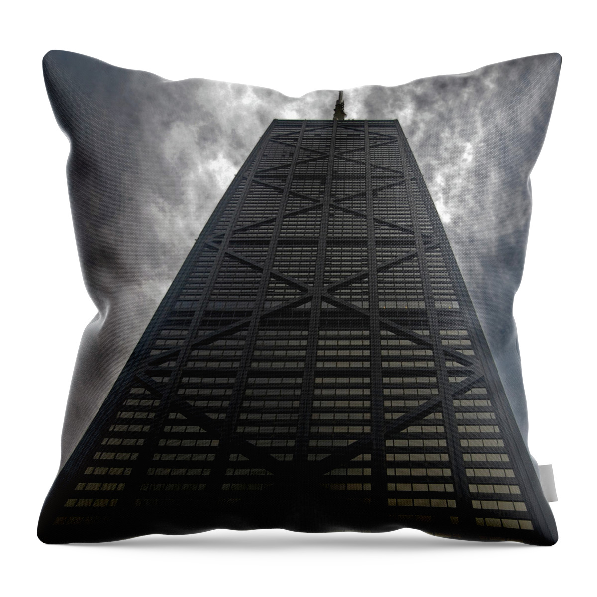 Chicago Throw Pillow featuring the photograph Steel Grey Skyrise Chicago by Skip Willits