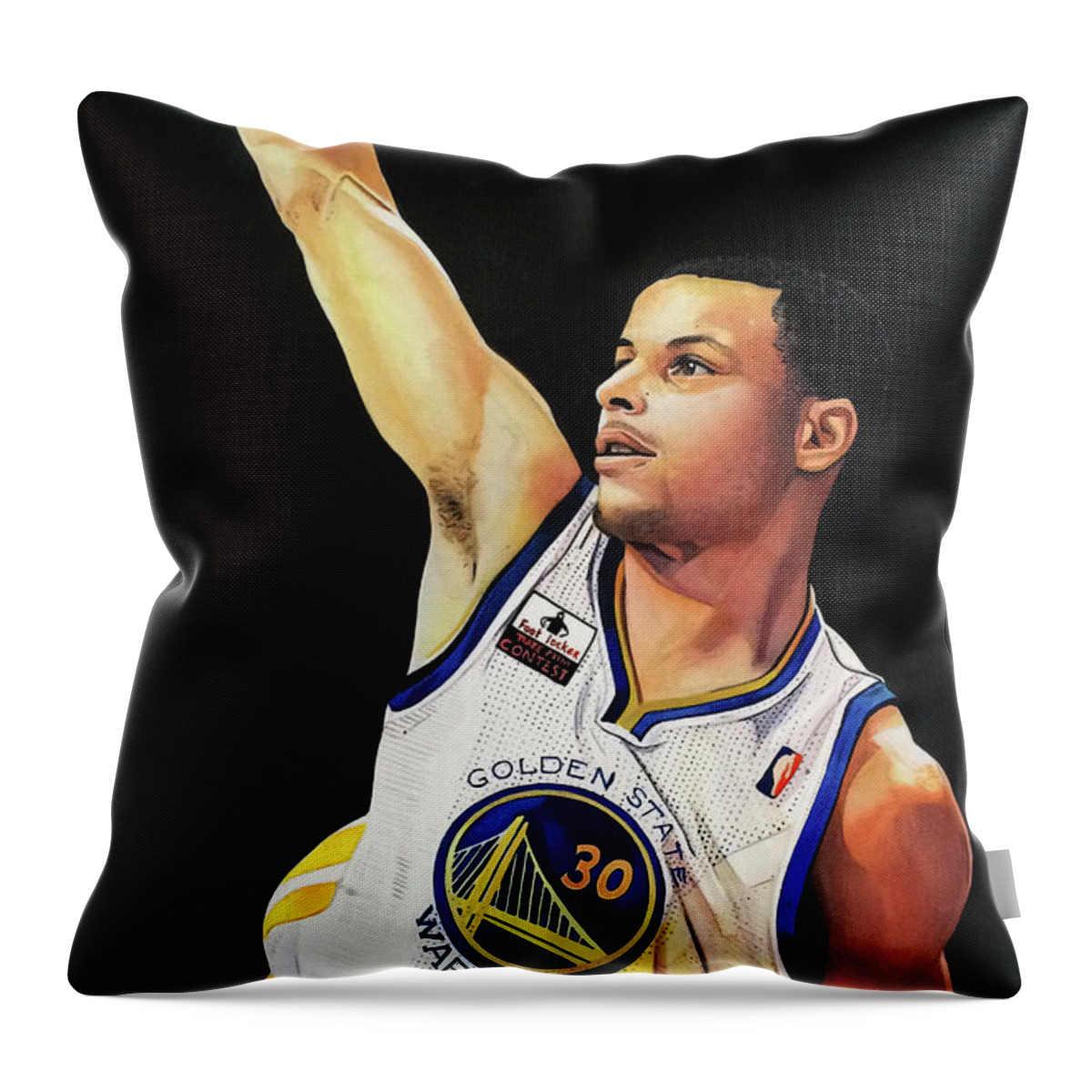Stephen Curry Throw Pillow featuring the painting Stephen Curry Gold State Warriors by Michael Pattison