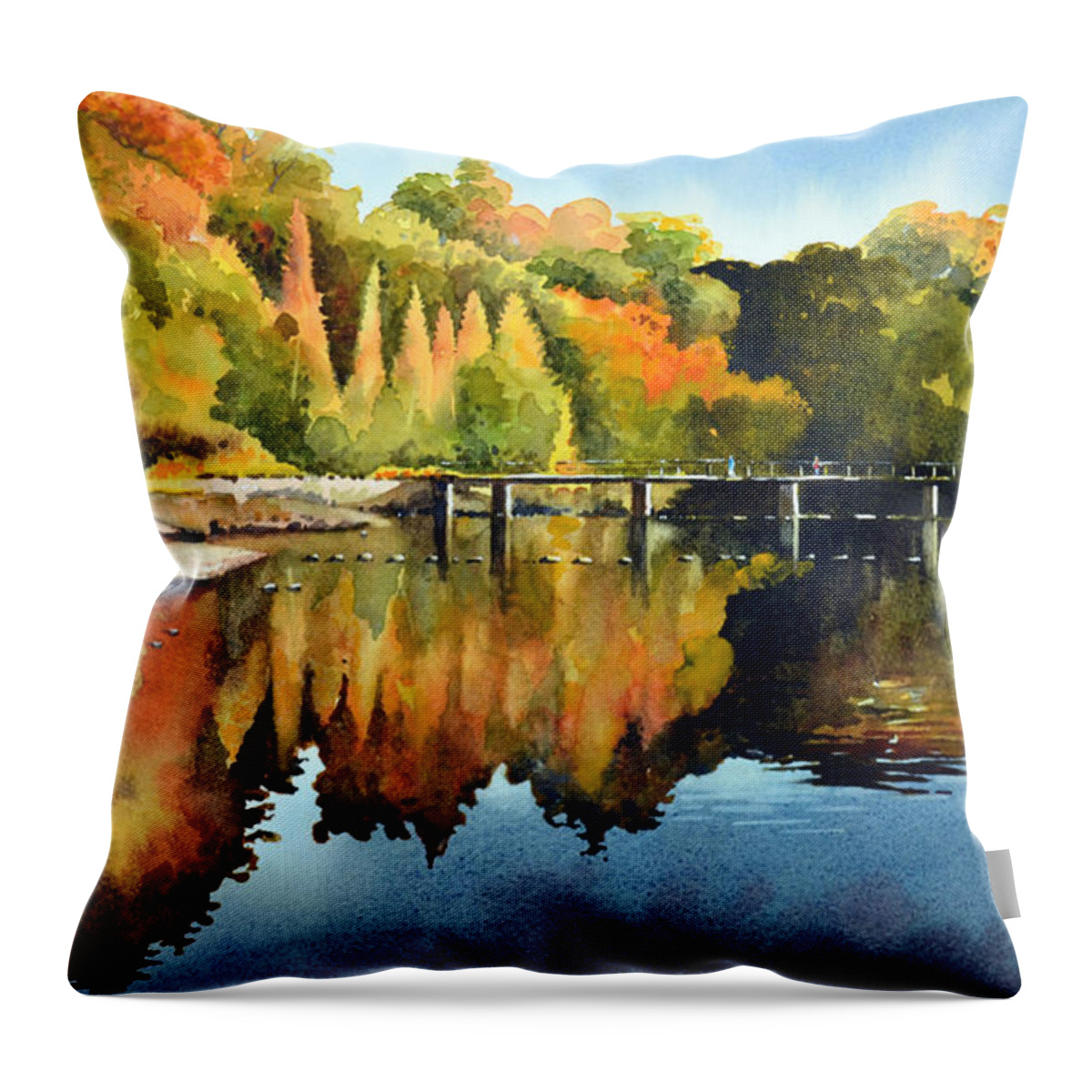 Bolton Abbey Throw Pillow featuring the painting Stepping Stones Bolton Abbey by Paul Dene Marlor