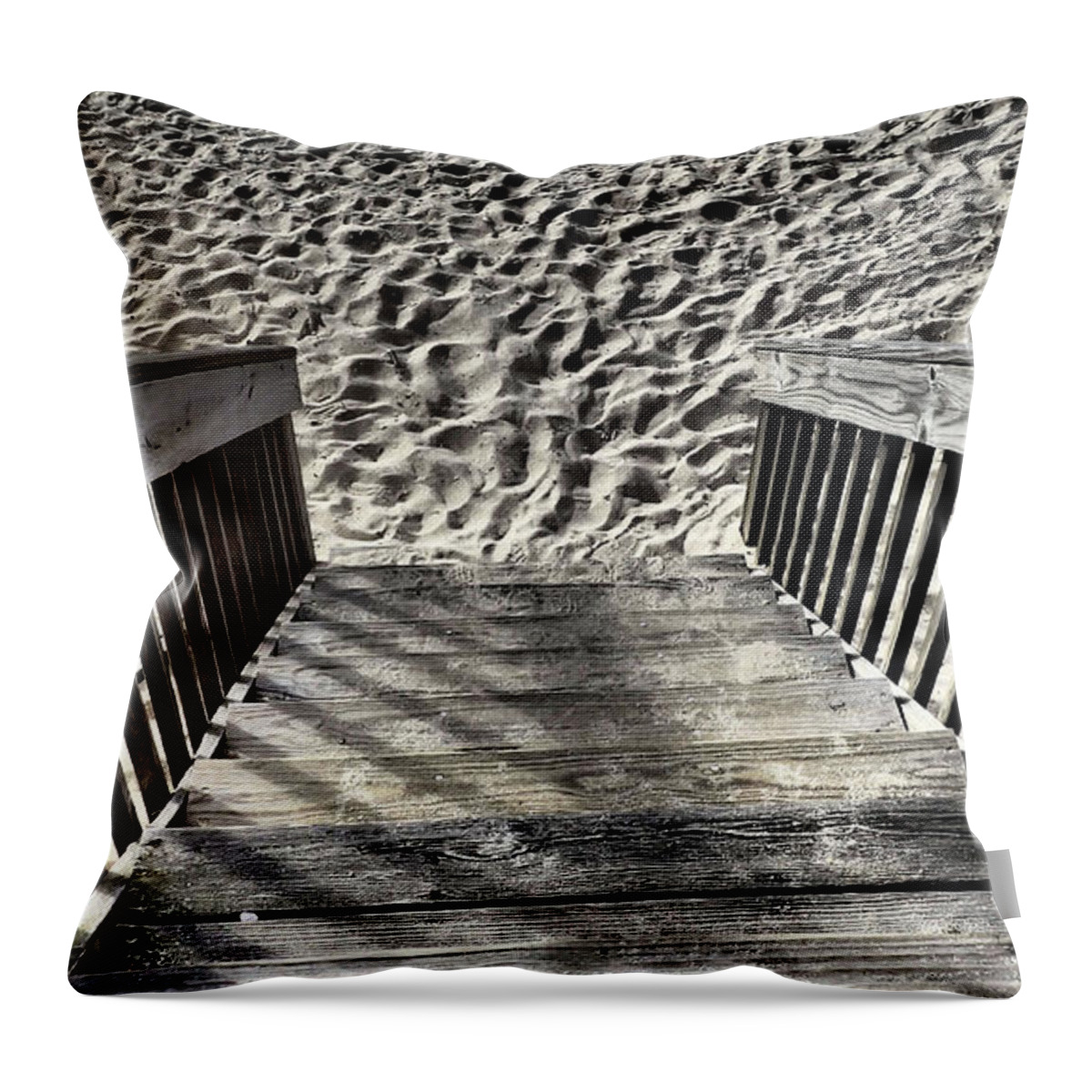 Elizabeth Morton Throw Pillow featuring the photograph Steps to the beach by Susan Jensen