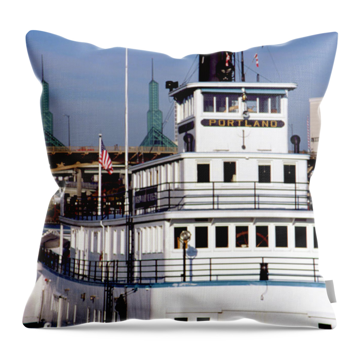 Maritime Museum Throw Pillow featuring the photograph Sternwheeler, Portland OR by Frank DiMarco
