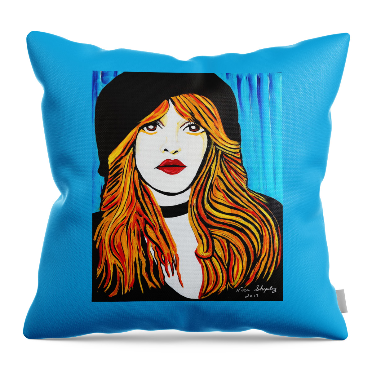 Stevie Throw Pillow featuring the painting Stevie by Nora Shepley