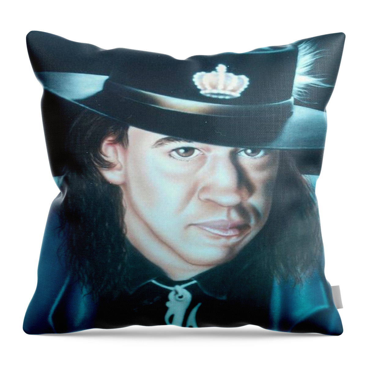 Darren Throw Pillow featuring the painting Stevie Ray Vaughn by Darren Robinson