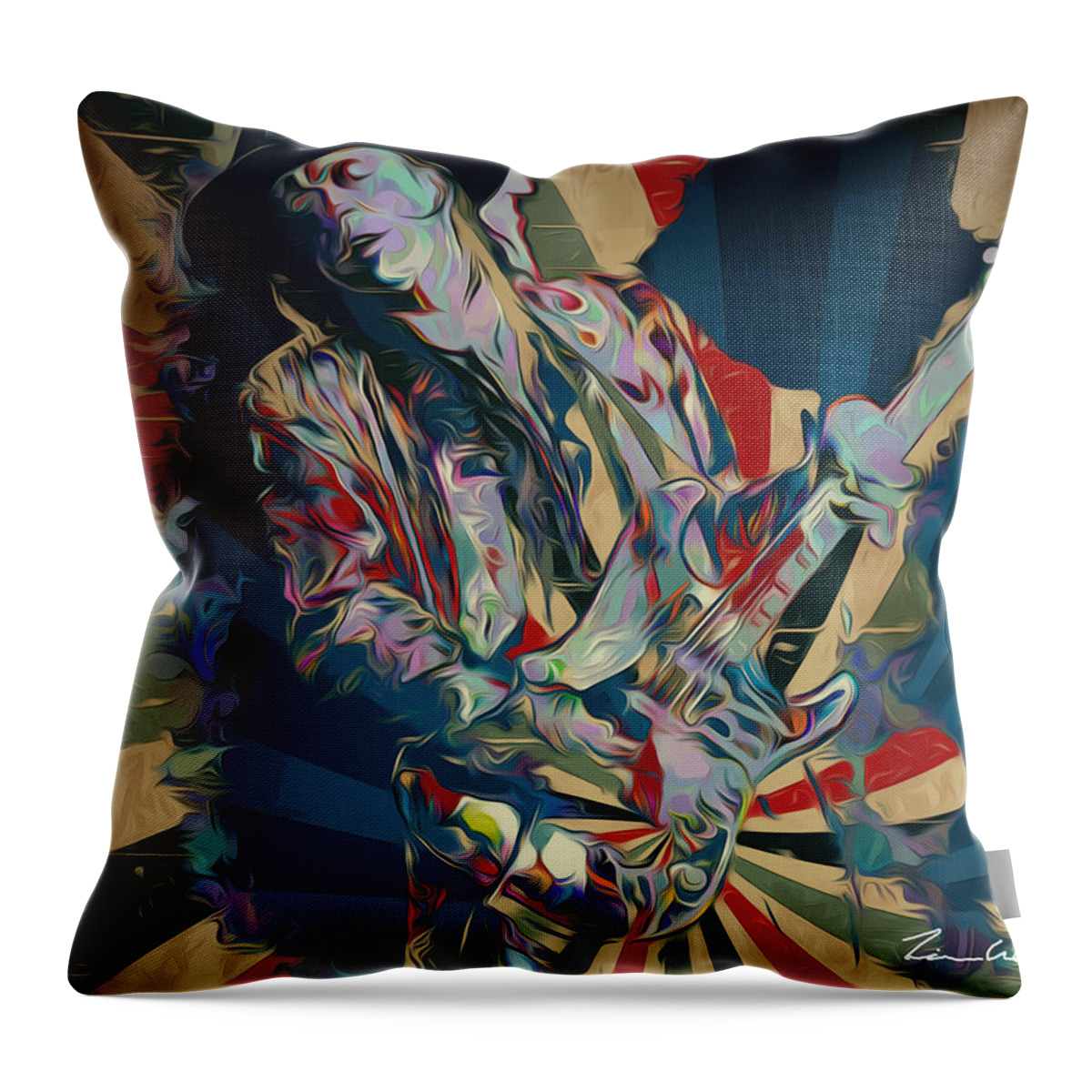 Stevie Ray Vaughn Throw Pillow featuring the digital art Stevie Ray Vaughn by Tim Wemple