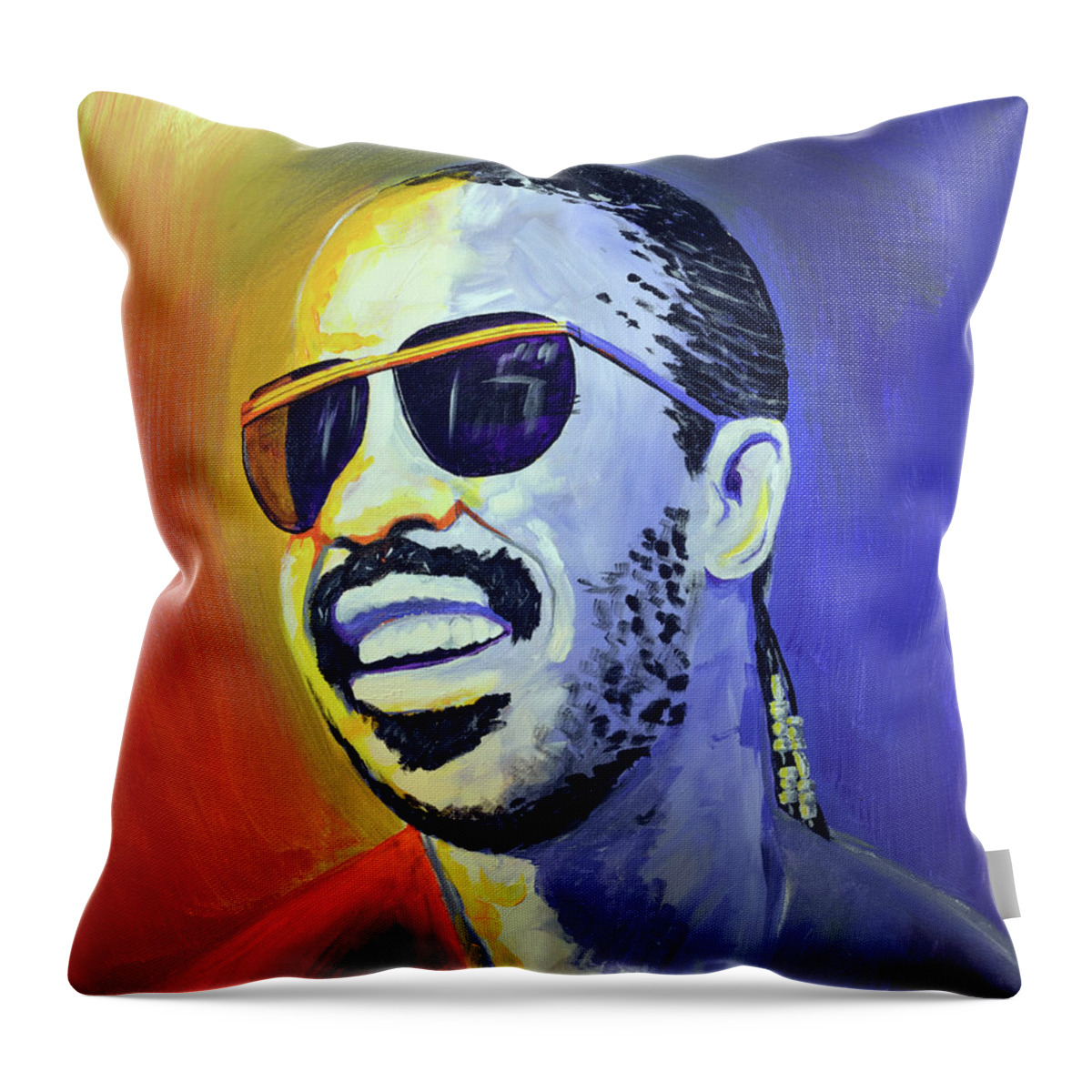 Stevie Throw Pillow featuring the painting Stevie Wonder by Lee Winter