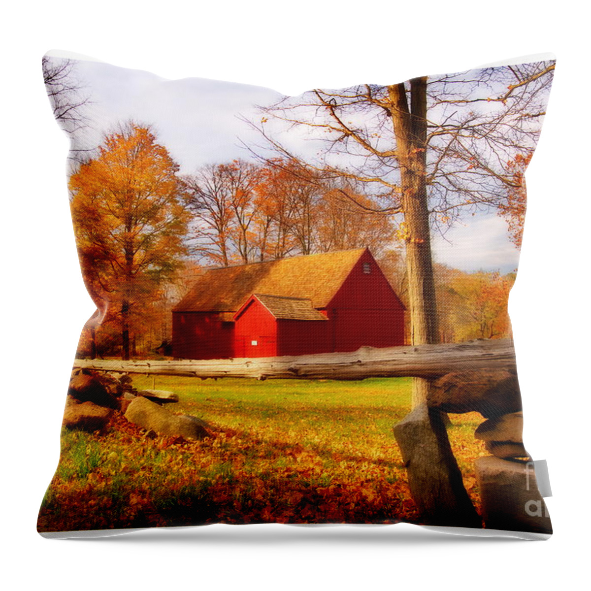 New England Throw Pillow featuring the photograph Stiles Barn by Marcel J Goetz Sr
