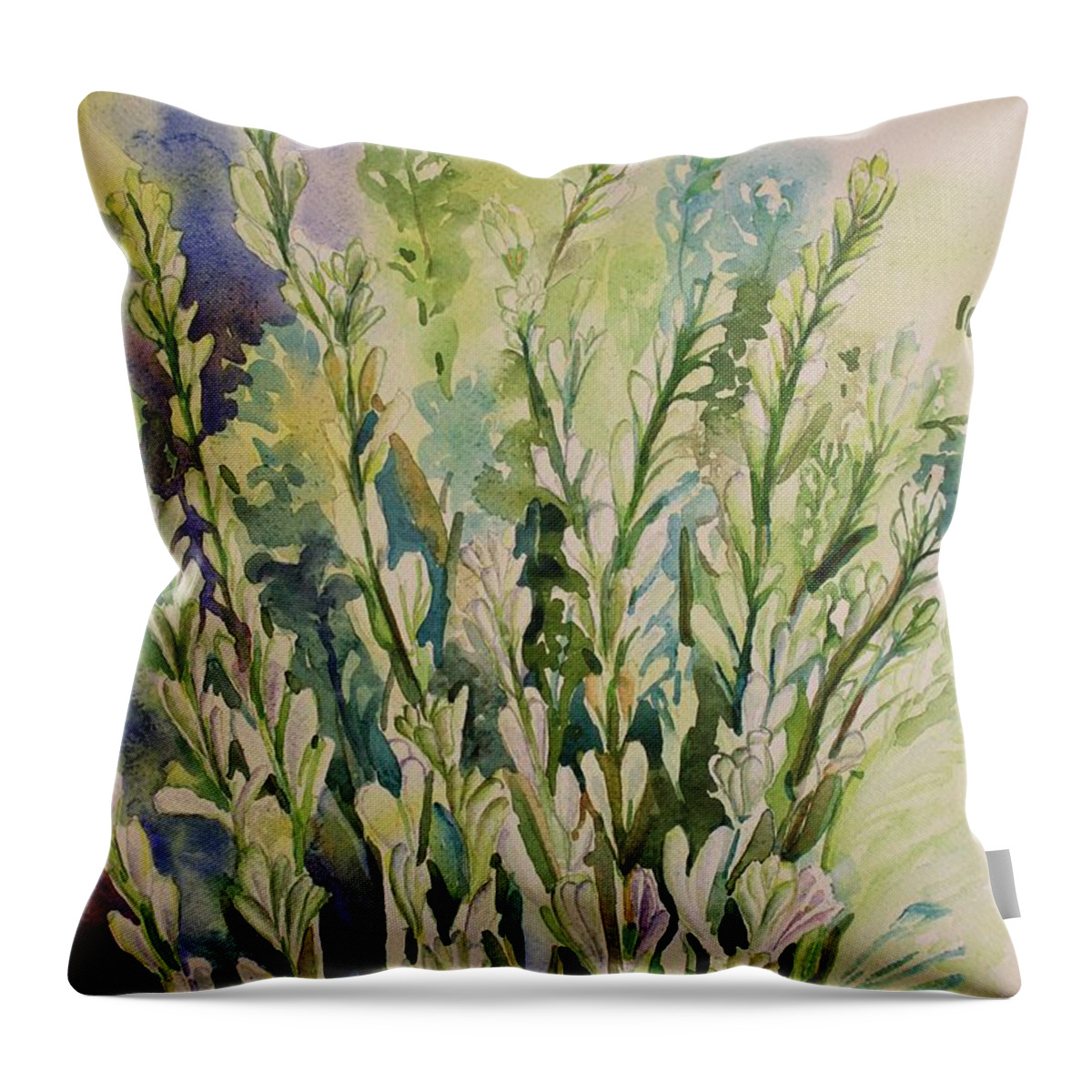 Tuberose Throw Pillow featuring the painting Still life of Tuberose Flowers by Geeta Yerra