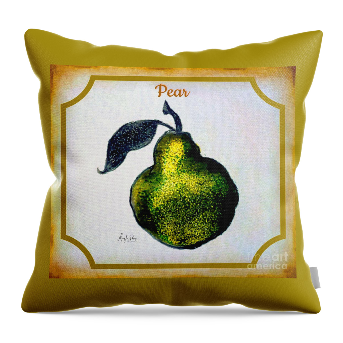 Mixmedia Throw Pillow featuring the mixed media Still Life Pear by MaryLee Parker
