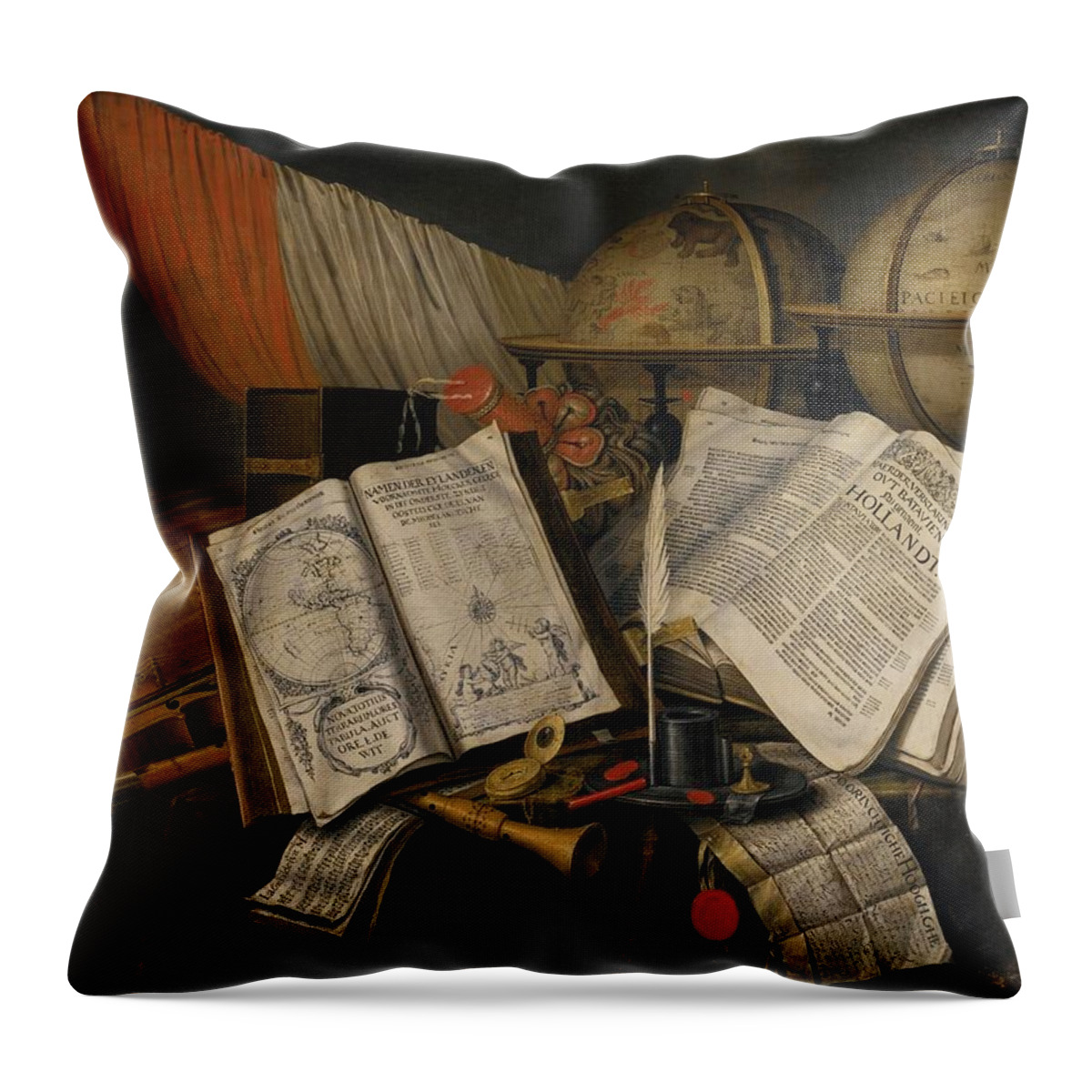 Edwaert Collier Breda 1642 - 1708 London Throw Pillow featuring the painting Still Life With A Candlestick by Edwaert Collier