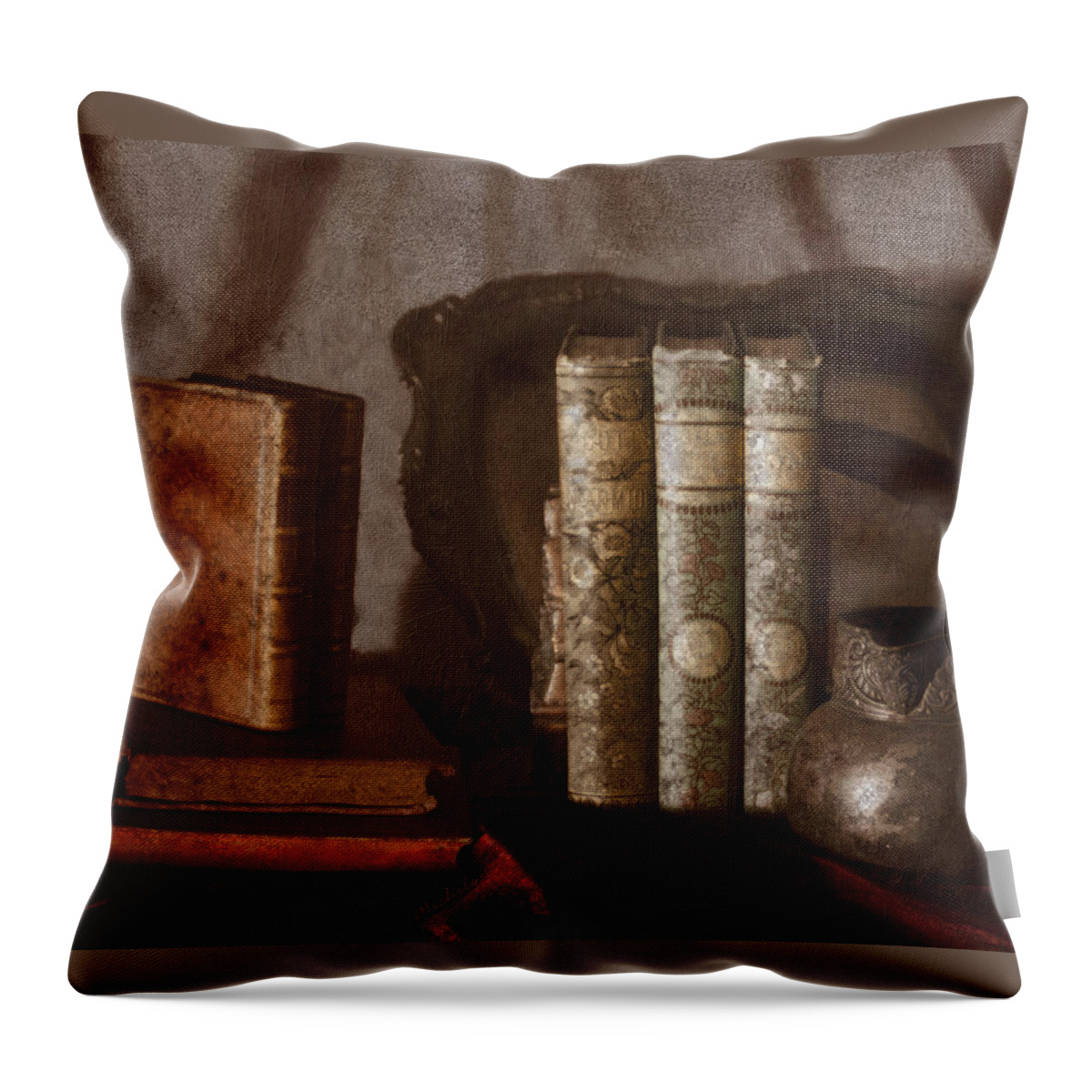 Still Life With Books Throw Pillow featuring the photograph Still Life with Books by Michele A Loftus
