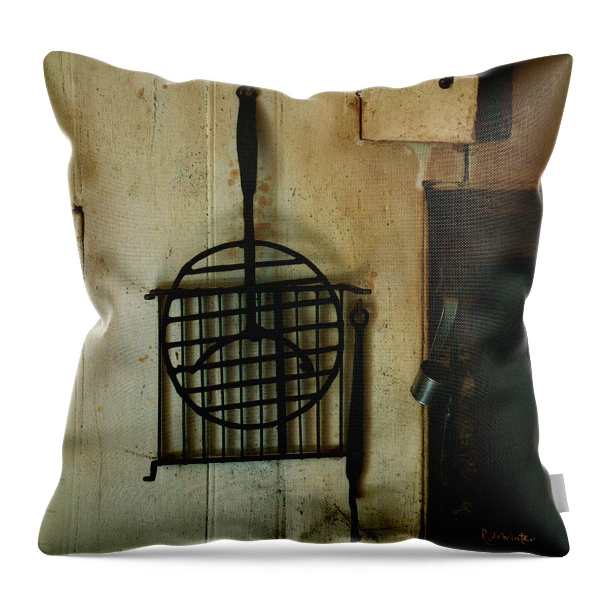 Still Life Throw Pillow featuring the painting Still Life with Hearth Tools by RC DeWinter