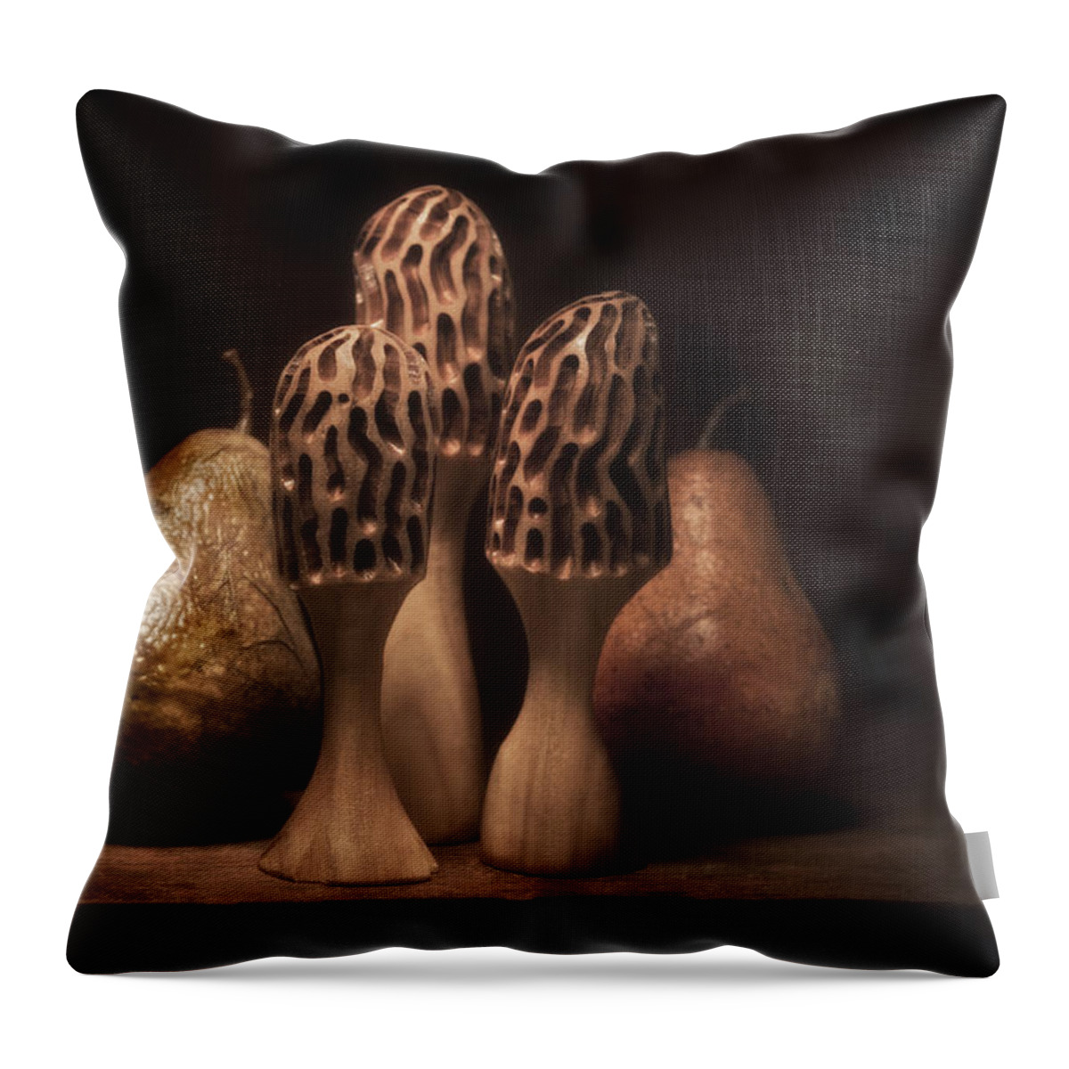 Mushroom Throw Pillow featuring the photograph Still Life with Mushrooms and Pears I by Tom Mc Nemar