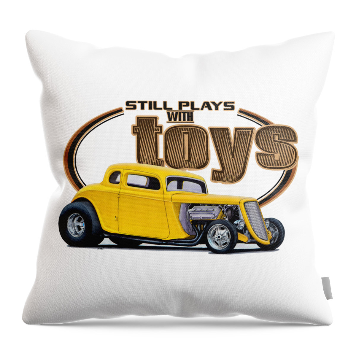 Hot Rod Throw Pillow featuring the digital art Still Plays with Hot Rod Cars by Paul Kuras