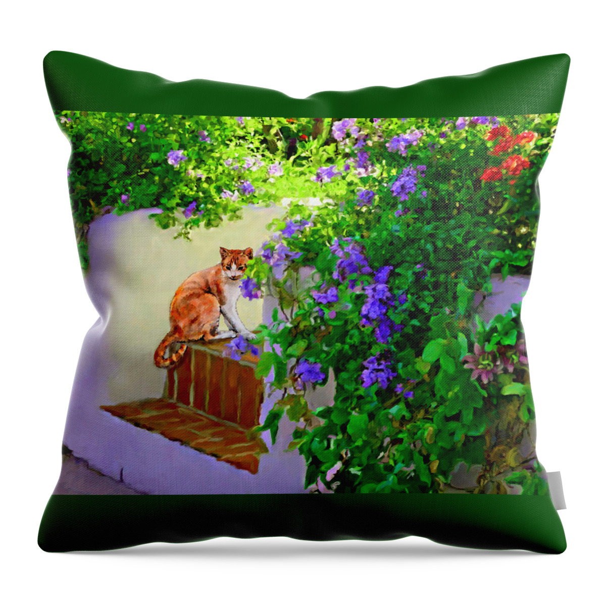 Cats Throw Pillow featuring the painting Still Waiting by David Van Hulst