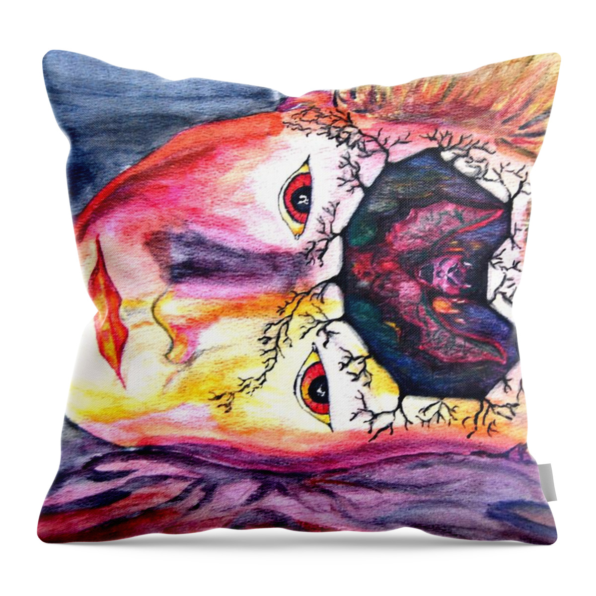 Sting Throw Pillow featuring the mixed media Sting having a nightmare by Angela Murray