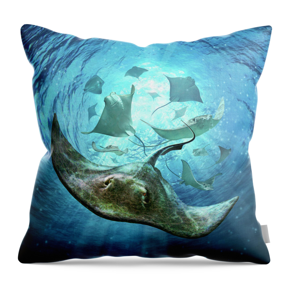 Stingrays Throw Pillow featuring the digital art Sting Rays by Jerry LoFaro