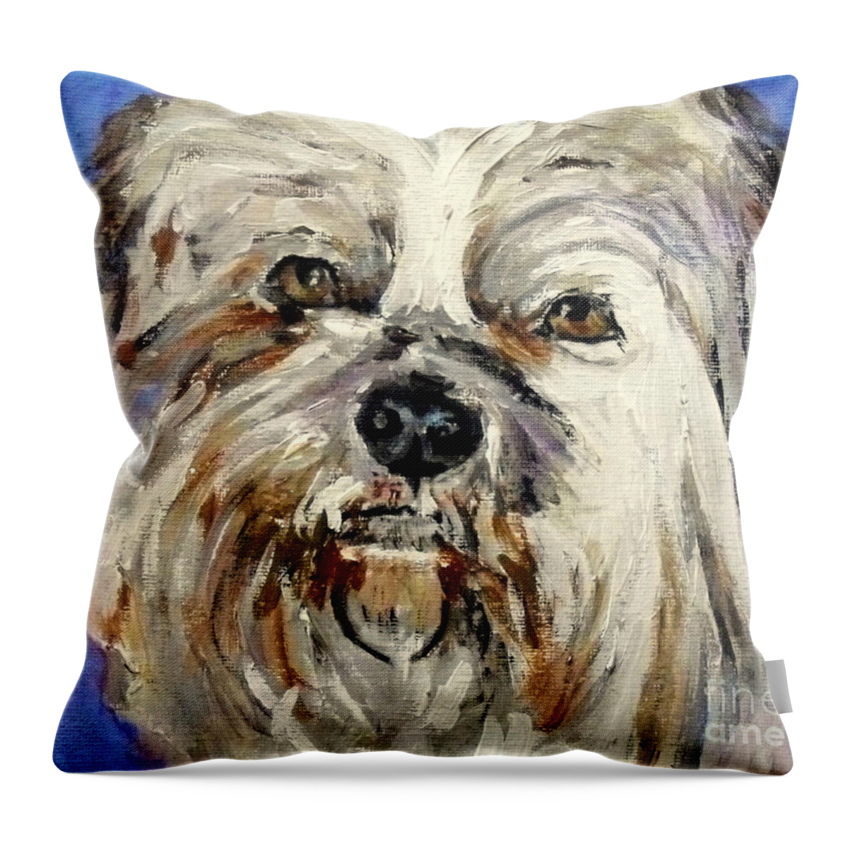 Dog Throw Pillow featuring the painting Stink by Jodie Marie Anne Richardson Traugott     aka jm-ART