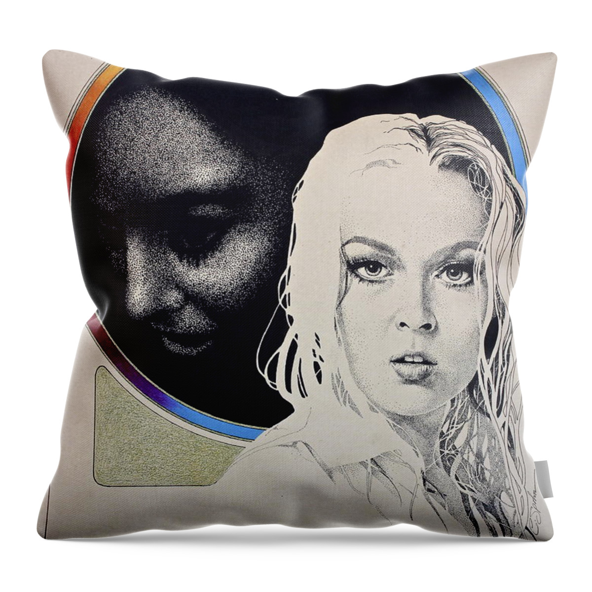 Portrait Throw Pillow featuring the painting Stipple 1 --over the hill by Cliff Spohn