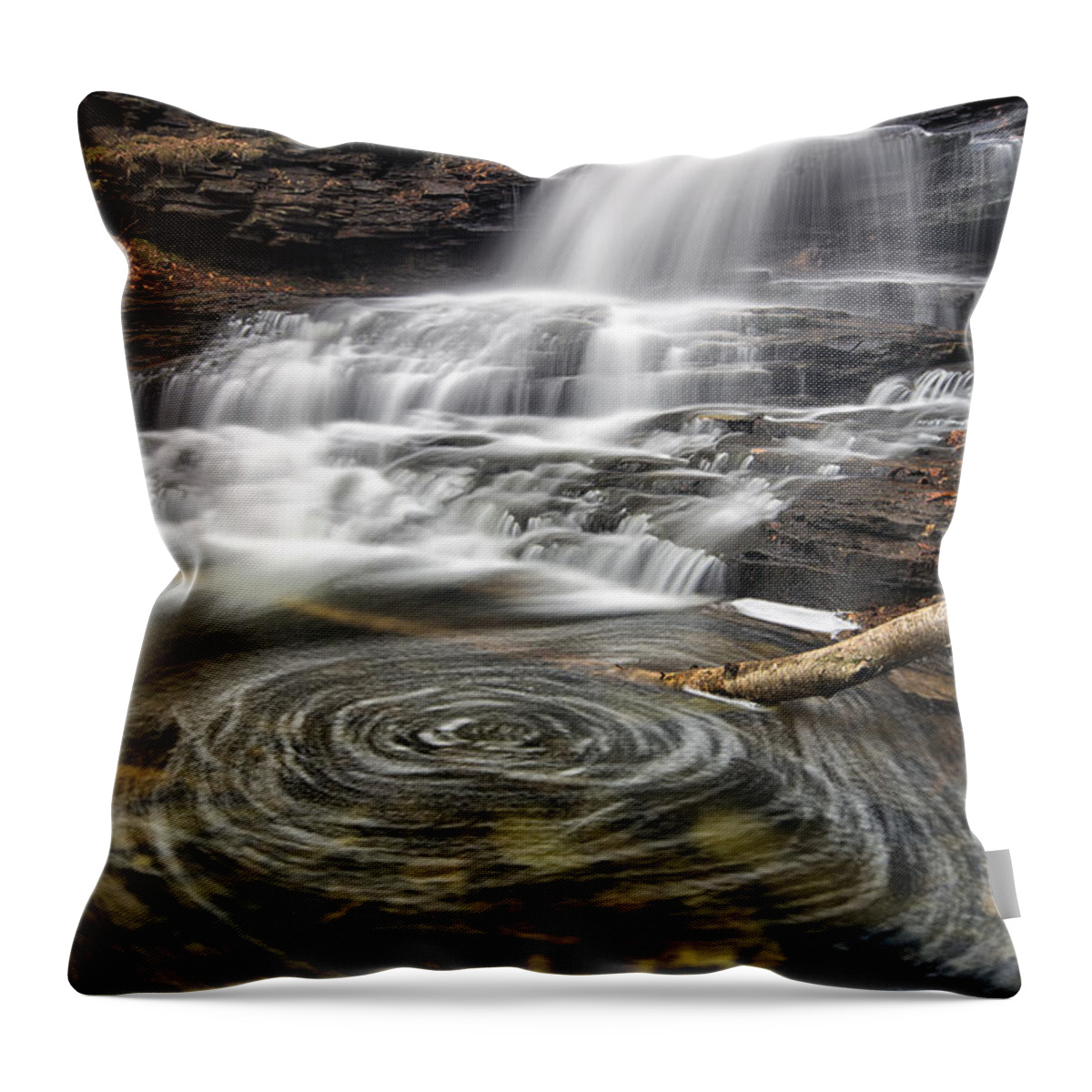 Waterfall Throw Pillow featuring the photograph Stirring The Pot by Robert Fawcett