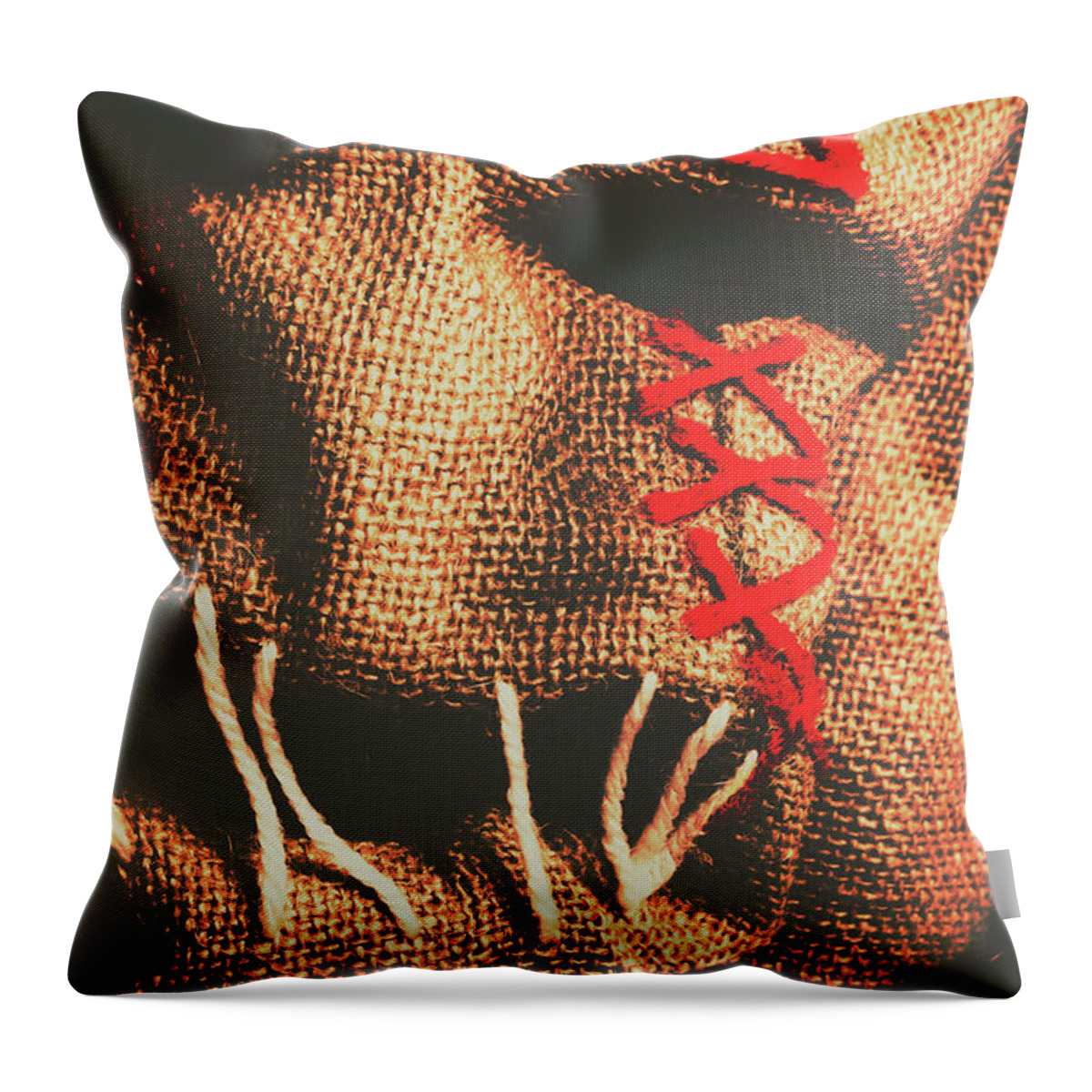 Evil Throw Pillow featuring the photograph Stitched up madness by Jorgo Photography