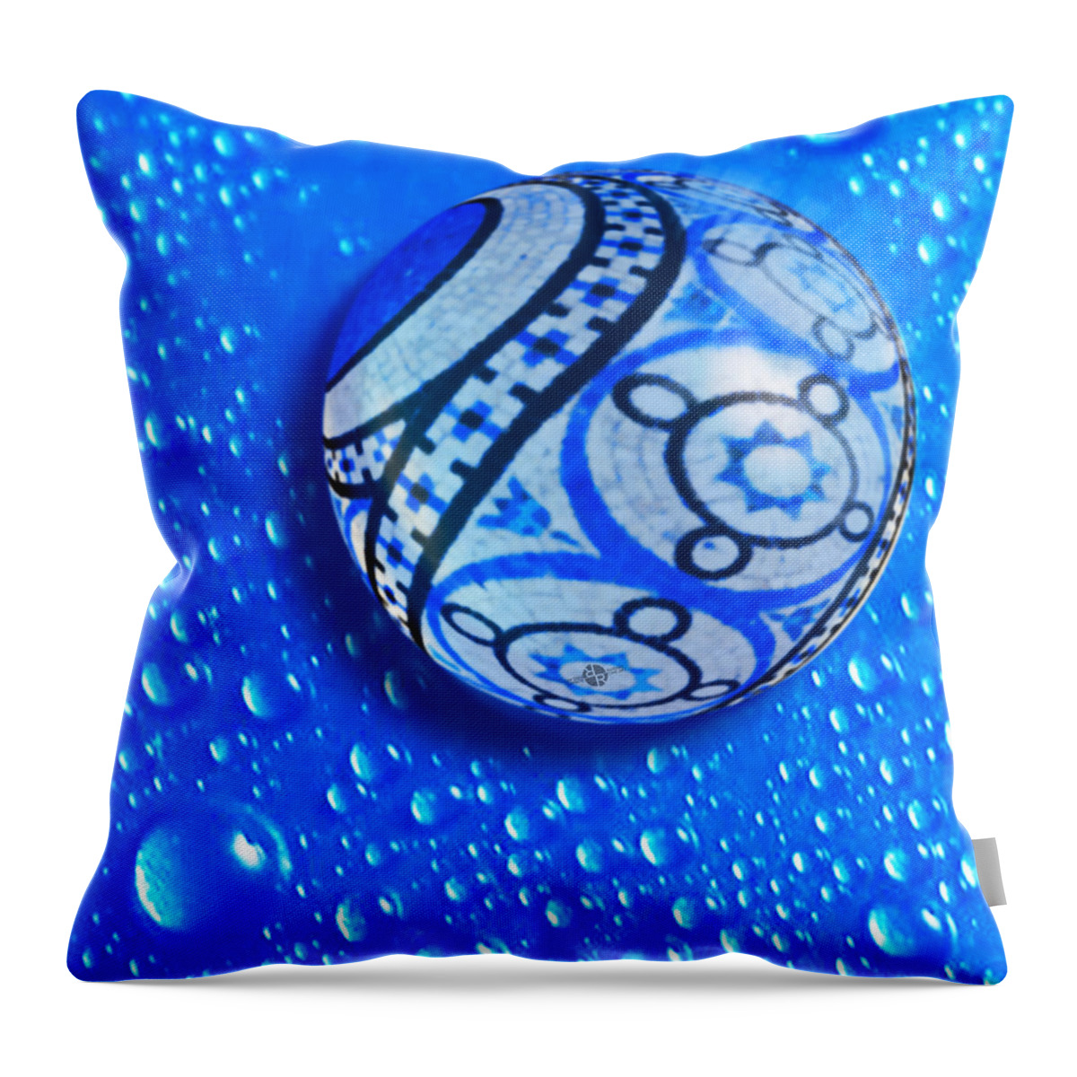 Ball Throw Pillow featuring the painting Stone And Water Orb Abstract by Tony Rubino