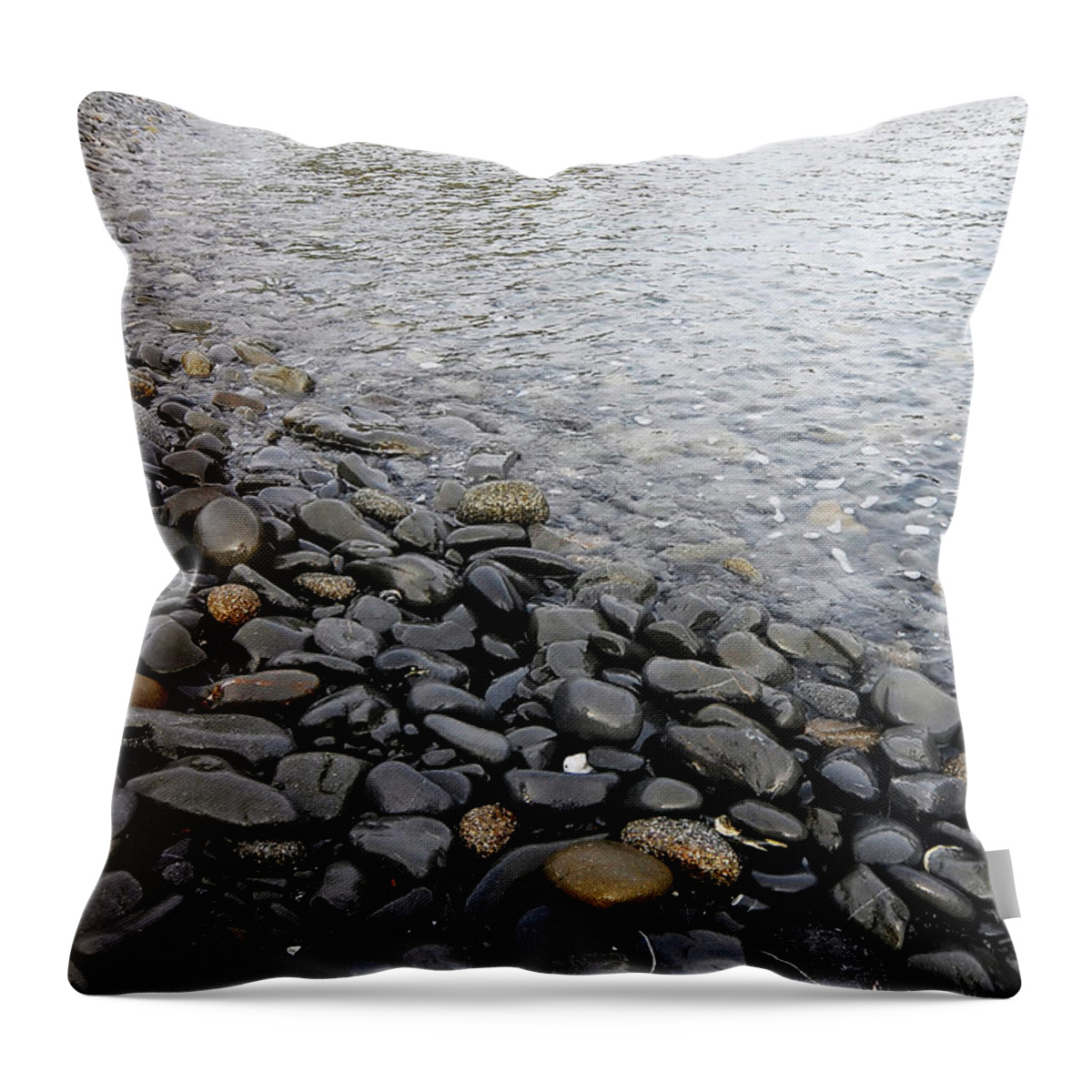 Simplicity Throw Pillow featuring the photograph Menorca pebble beach by Pedro Cardona Llambias