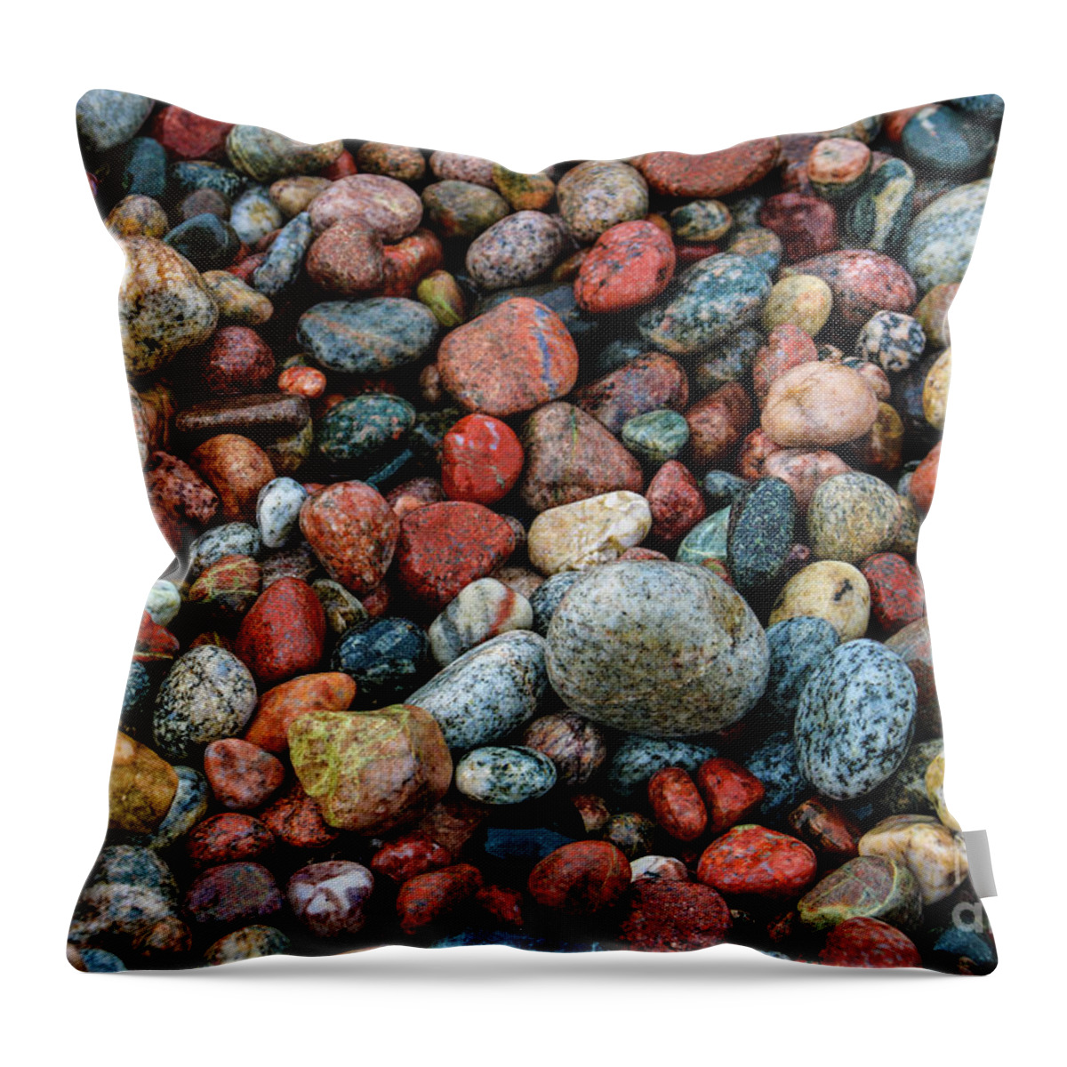 Stones Of Lake Superior Throw Pillow featuring the photograph Stones of Lake Superior by Rachel Cohen