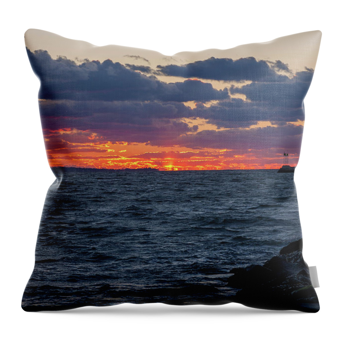 Stonington Point Throw Pillow featuring the photograph Stonington Point Sunset by Kirkodd Photography Of New England