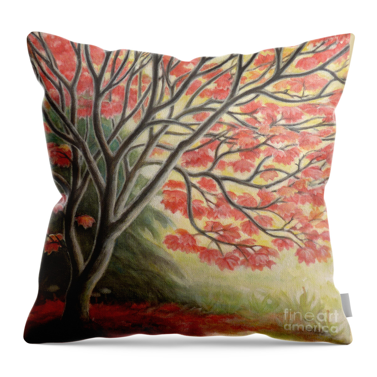 Landscape Throw Pillow featuring the painting Stop, You're Making Me Blush by Kim Hunter