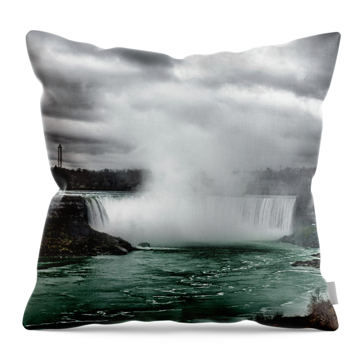Storm Throw Pillow featuring the digital art Storm at Niagara by JGracey Stinson
