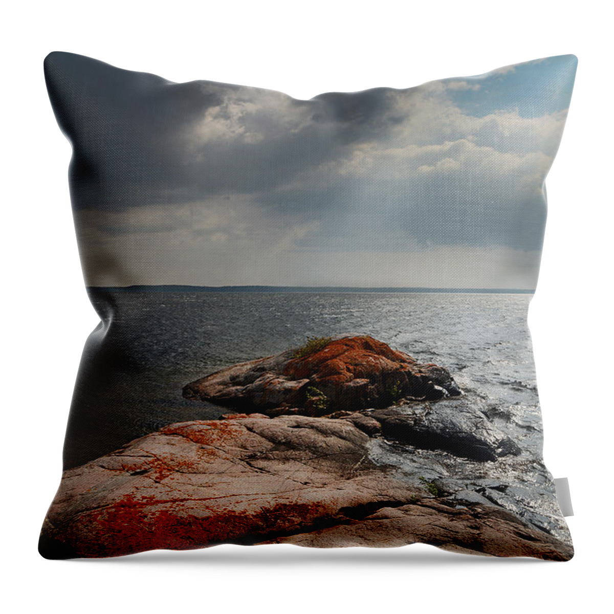 Wall Island Throw Pillow featuring the photograph Storm Clouds over Wall Island by Steve Somerville
