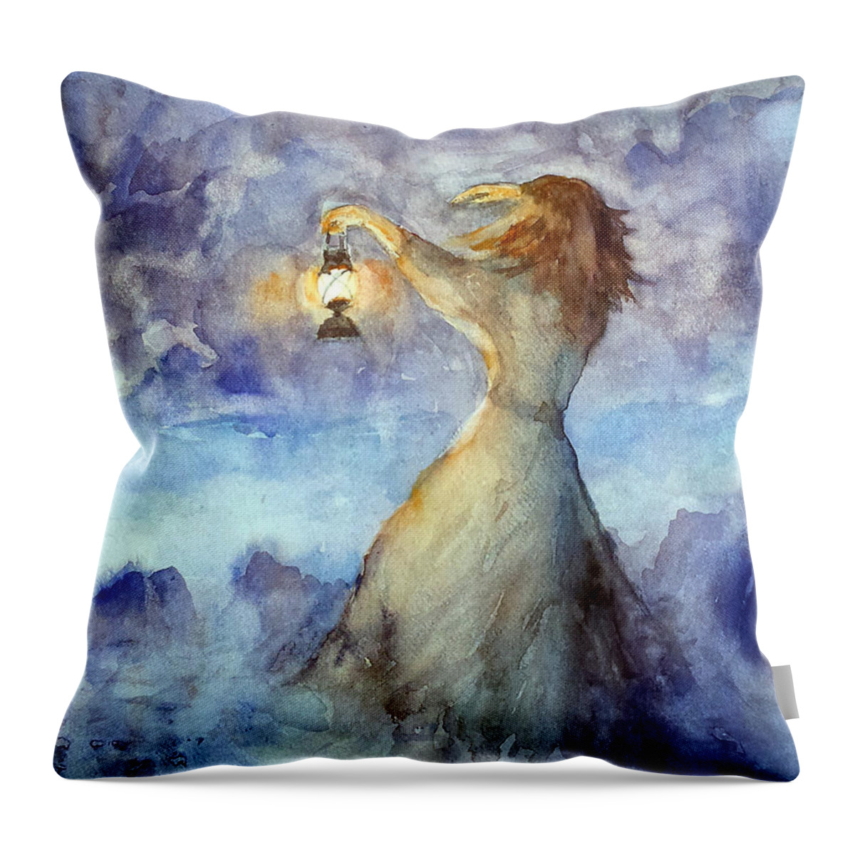 Night Throw Pillow featuring the painting Storm... by Faruk Koksal