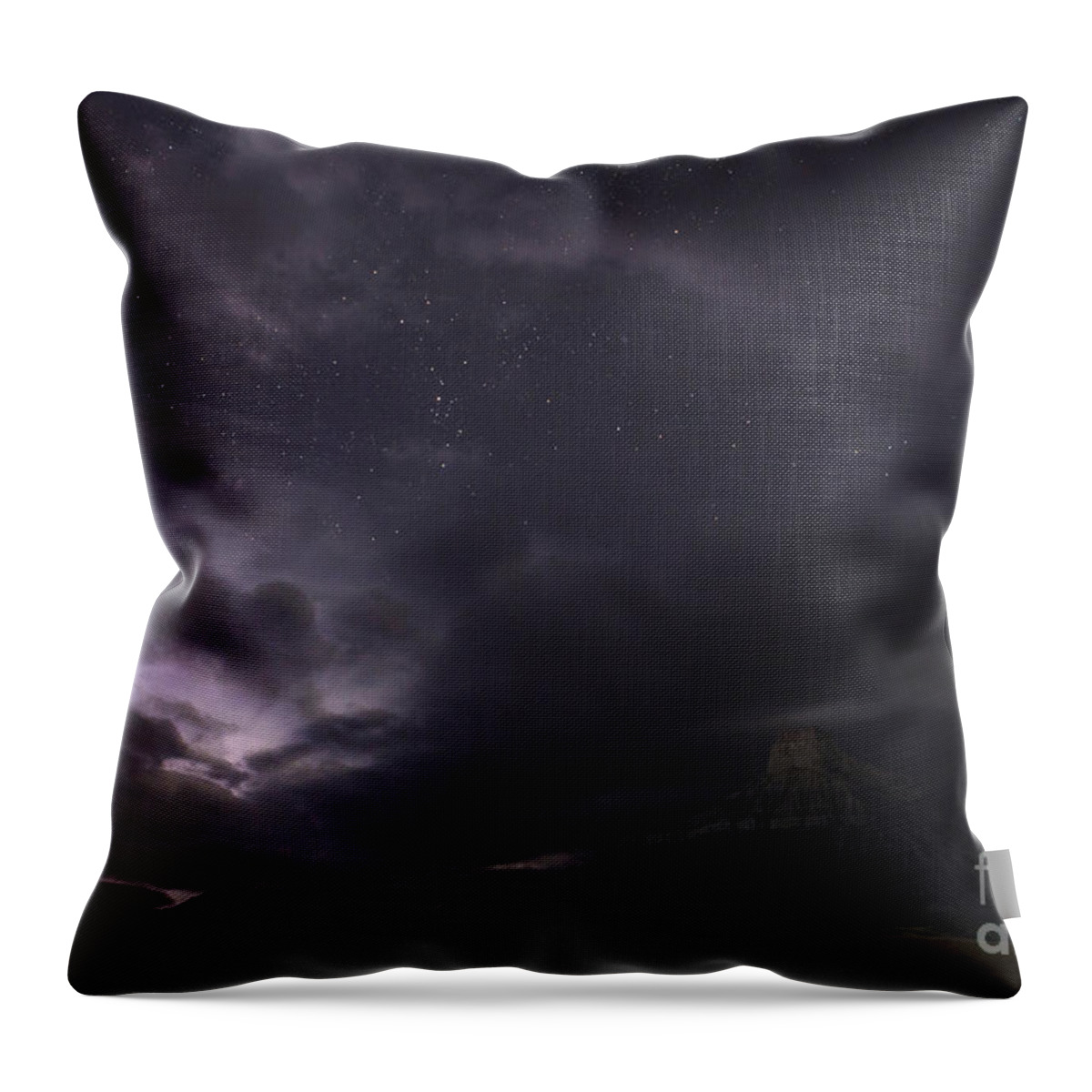 Factory Butte Throw Pillow featuring the photograph Storm over Factory Butte by Keith Kapple