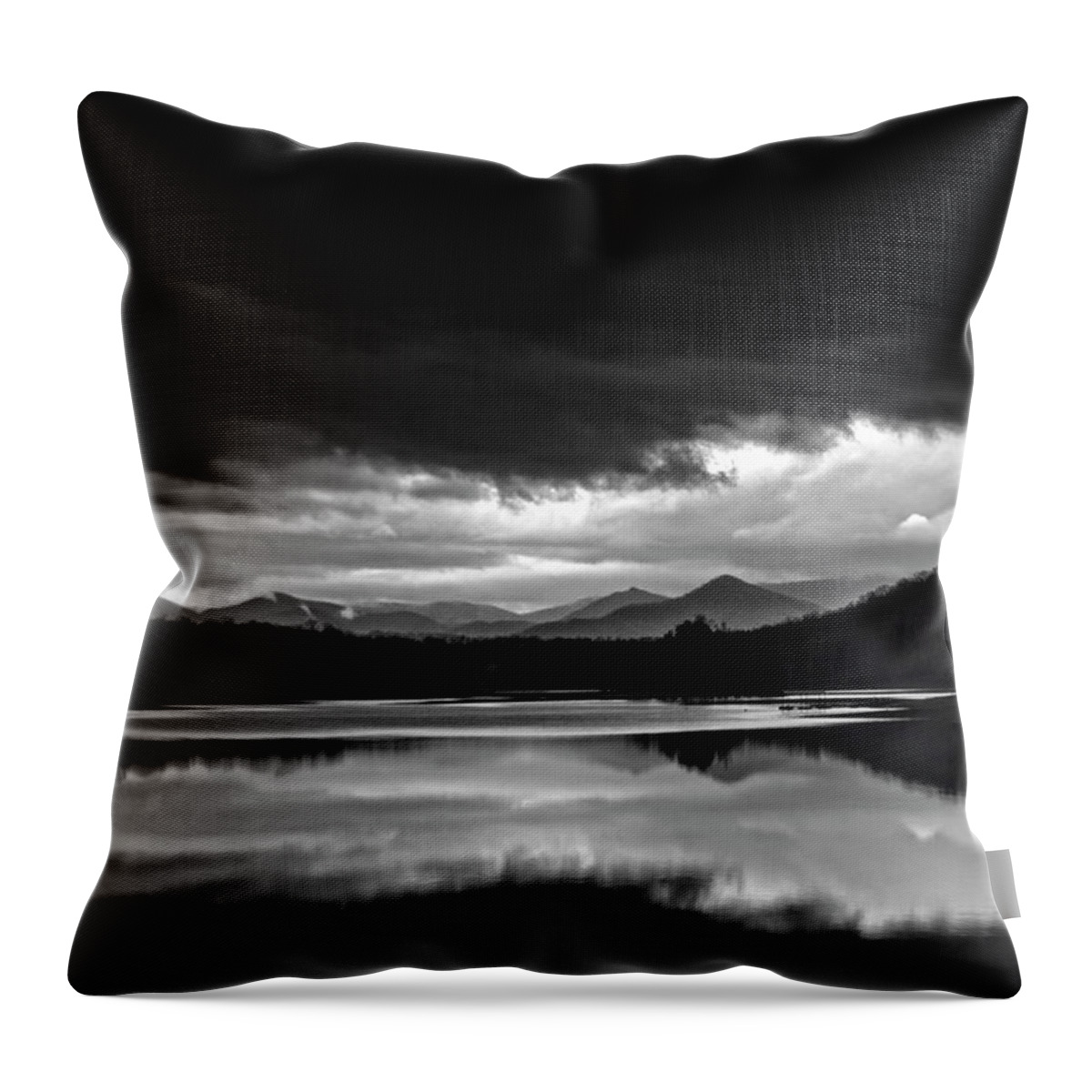 Lake Chatuge Throw Pillow featuring the photograph Storm Over Lake Chatuge In Black and White by Greg and Chrystal Mimbs