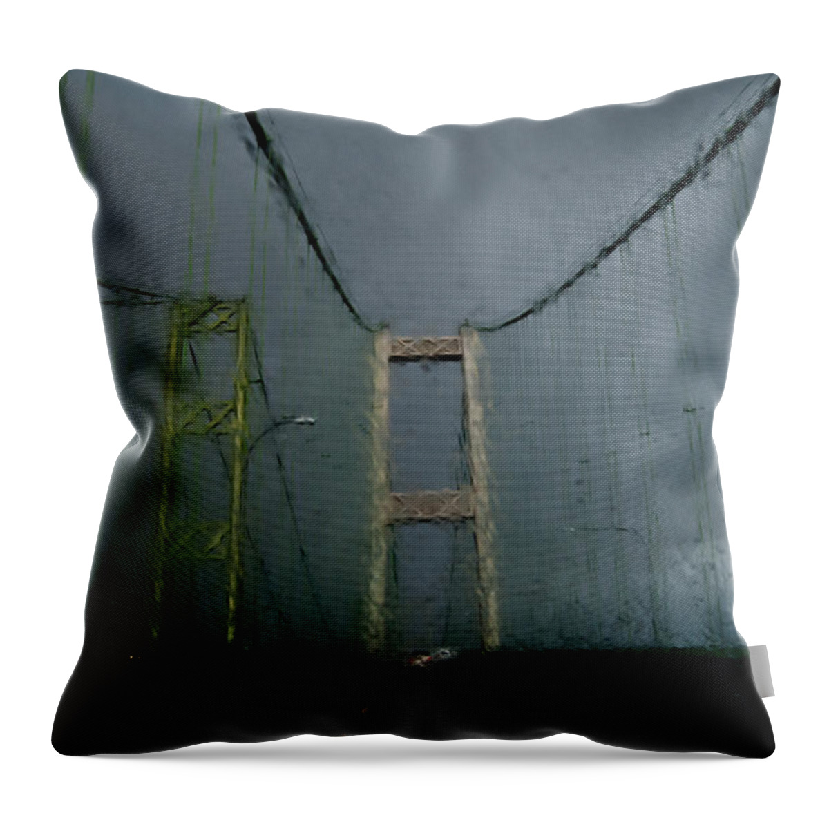 Narrows Bridge Throw Pillow featuring the photograph Storm Over The Narrows by Jani Freimann