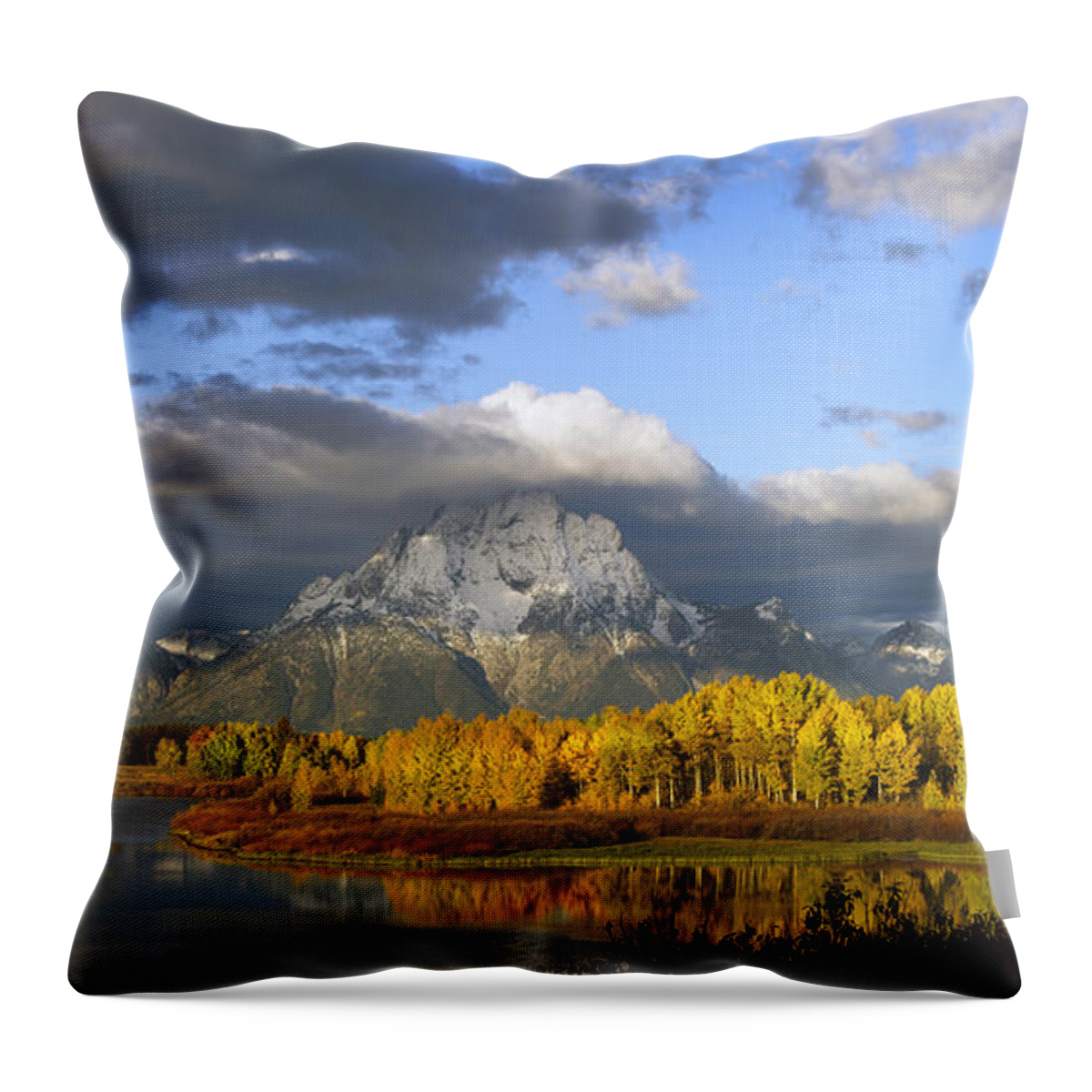 Storm Throw Pillow featuring the photograph Storm over the Ox Bow and Mt Moran by Gary Langley