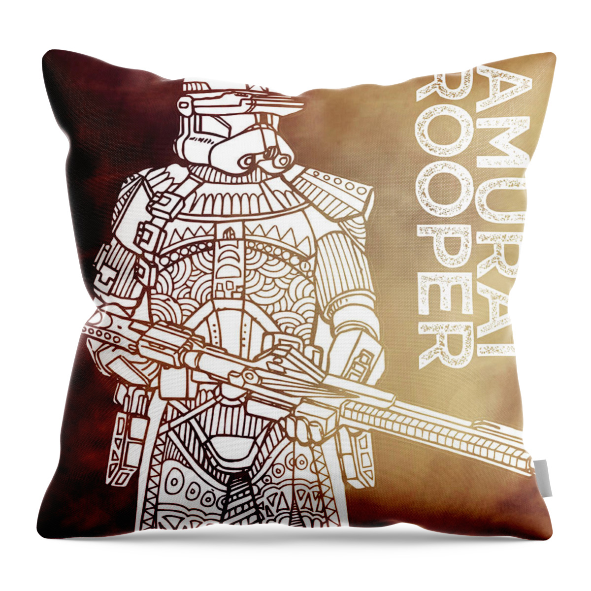 Stormtrooper Throw Pillow featuring the mixed media Stormtrooper - Star Wars Art - Brown by Studio Grafiikka