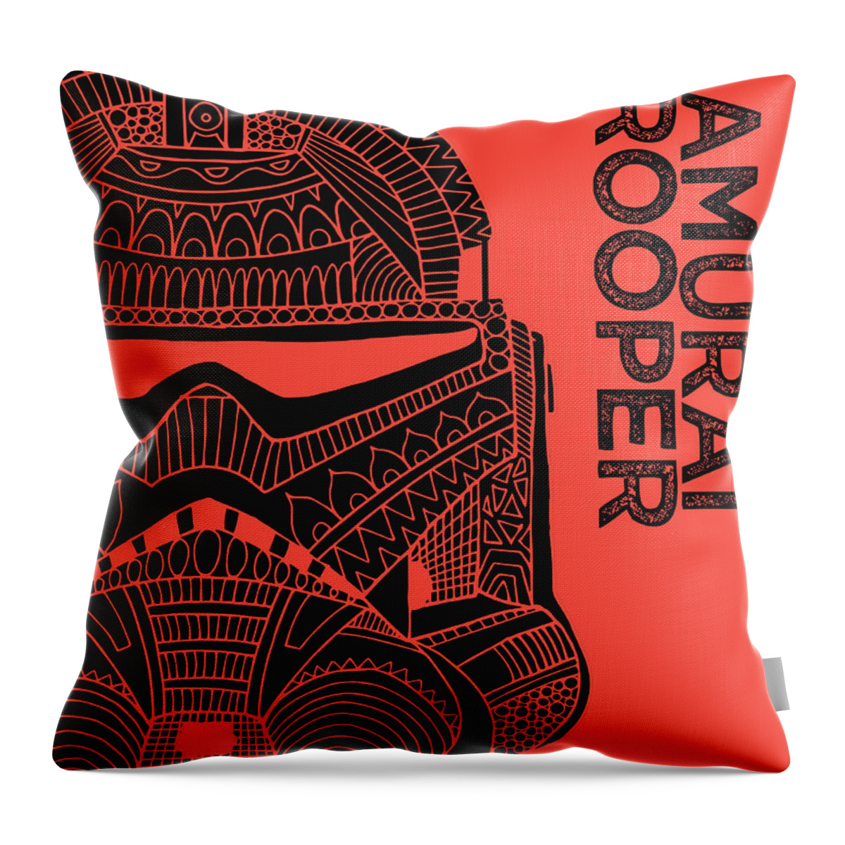 Stormtrooper Throw Pillow featuring the mixed media Stormtrooper Helmet - Red - Star Wars Art by Studio Grafiikka