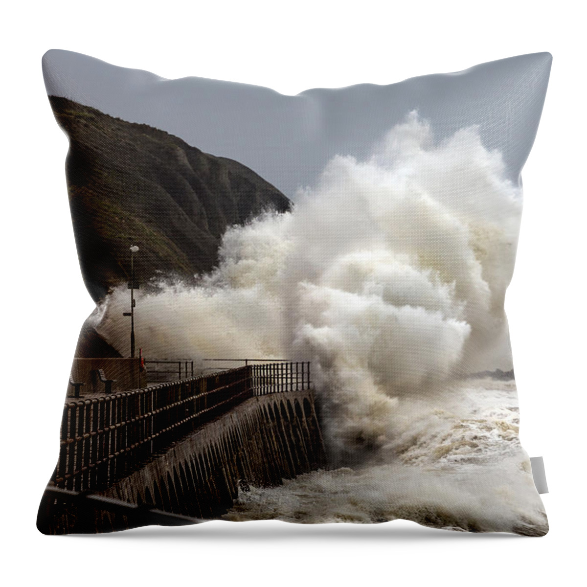 Folkestone Throw Pillow featuring the photograph Stormy Folkestone by Ian Hufton